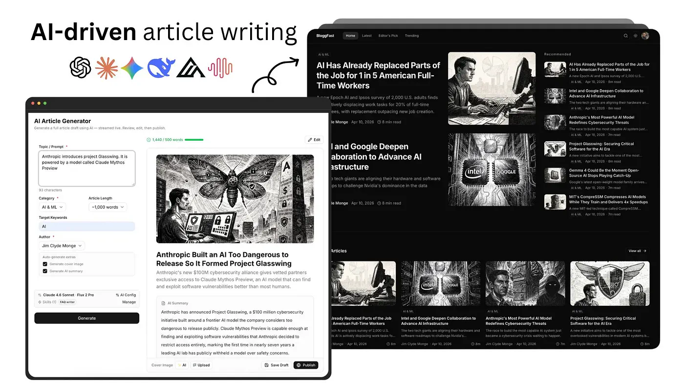 A preview of writing and publishing articles on BloggFast. Image by Jim Clyde Monge