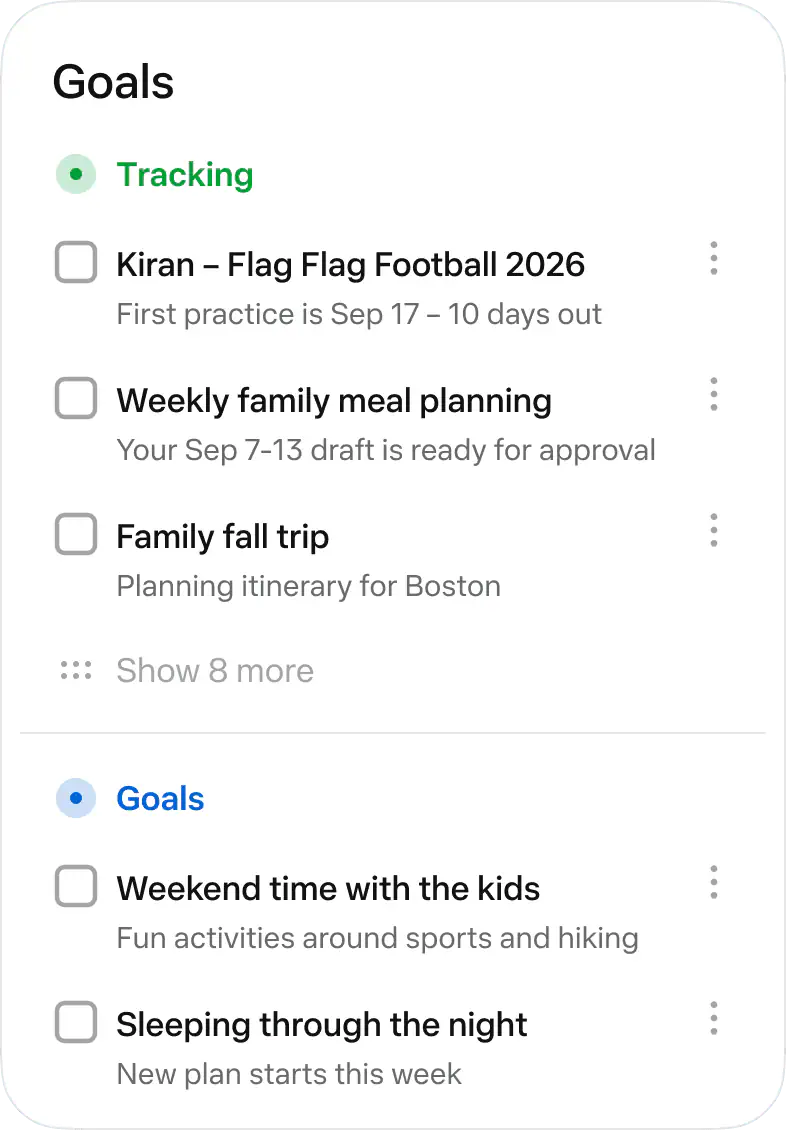 Muse goals view showing long-running tasks, plans, and progress tracking.