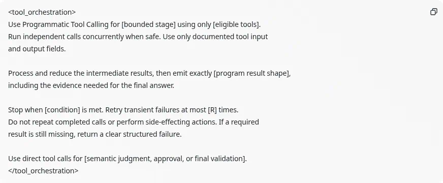 Show how model-generated Python orchestrates multiple tool calls inside a container and returns only the final result to the model.