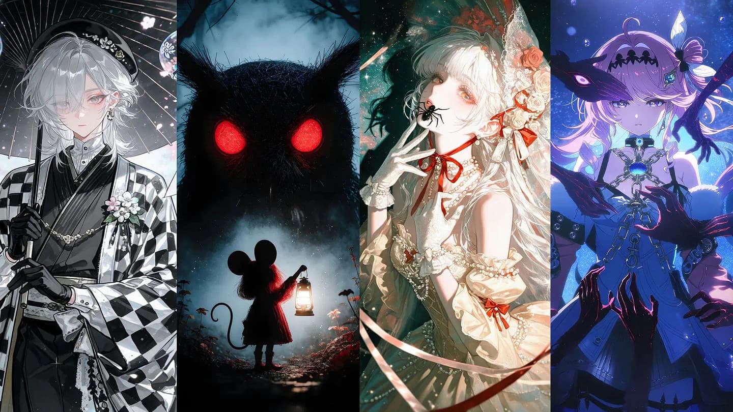 Sample AI anime images generated with PixAI and CivitAI