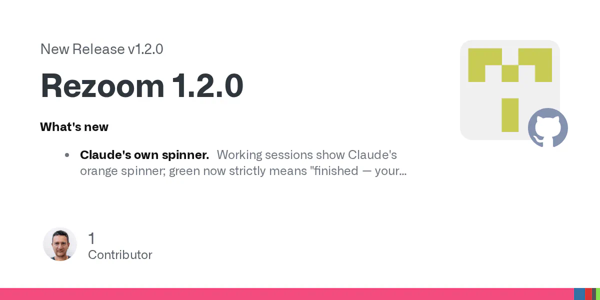 What's new Claude's own spinner. Working sessions show Claude's orange spinner; green now strictly means "finished — your turn", grey means idle and already seen. Agent names on rows. Each running...