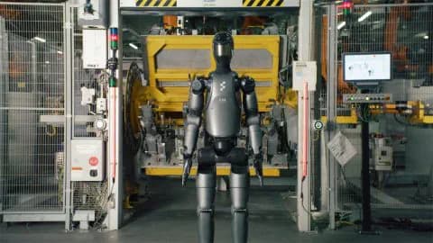 The Figure 02 humanoid robot in operation in the body shop of BMW Group Plant Spartanburg in the US.