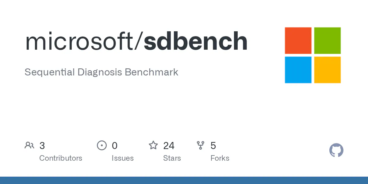 Sequential Diagnosis Benchmark. Contribute to microsoft/sdbench development by creating an account on GitHub.