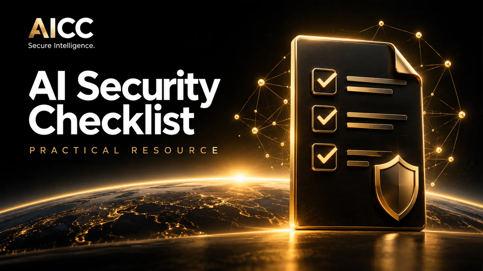 Image of the AI Security Checklist PDF showing clickable checkboxes and its 32 security controls