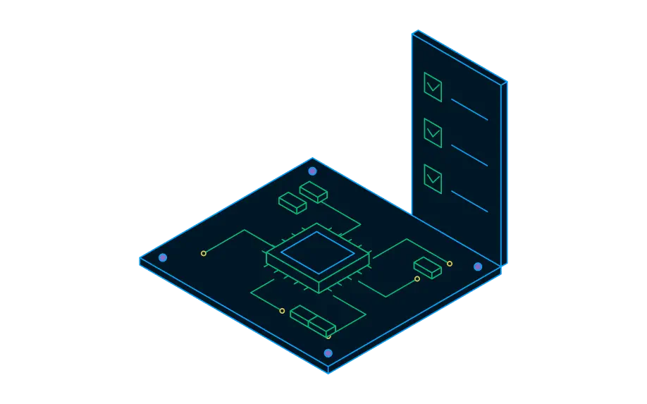 Illustration of a circuit board with an approved parts checklist