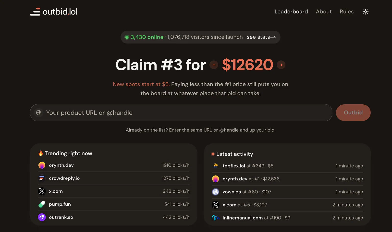 Outbid.lol is Blowing Up Right Now: A Dead-Simple Website and Made $100K in Less Than 48 Hours - Insights article on Zeniteq